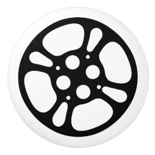 Film Reel Black and White Ceramic Knob