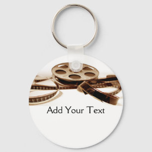 Film Reel in Sepia Tones Background Key Ring