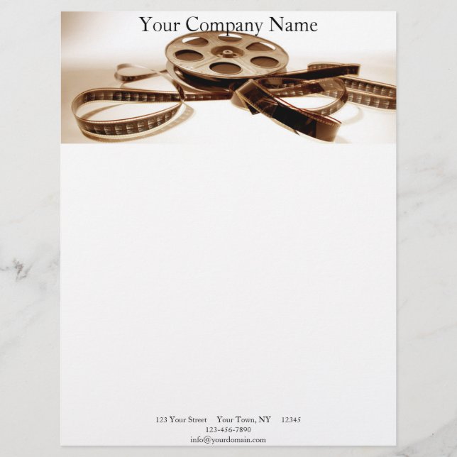 Film Reel in Sepia Tones Background Letterhead (Front)