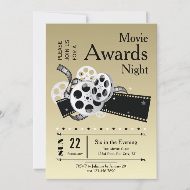 Film Reel Movie Awards Party Invitation (Front)