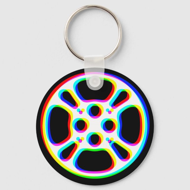 Film Reel / Movie Reel Keychain (Colour Fringe) (Front)