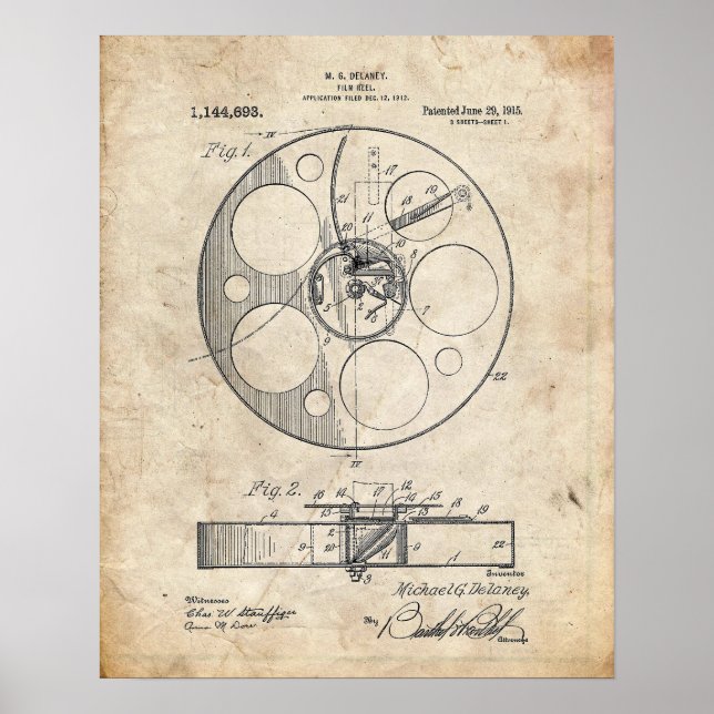 Film Reel Patent Poster (Front)