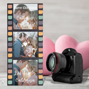 Film Reel Trendy Black Three Photo  Save The Date