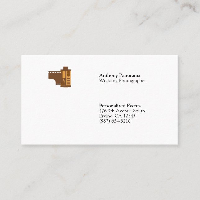 Film Roll Wedding Photographer Minimal Business Card (Front)
