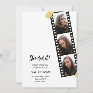 Film Strip 4 Photo Collage Graduation Announcement