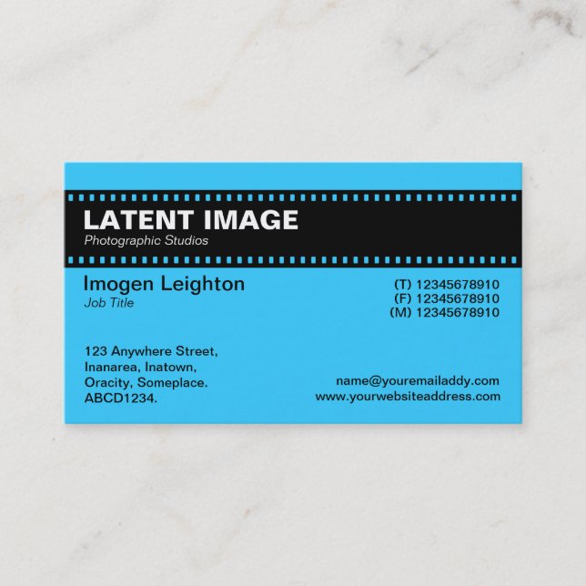 Film Strip Header - Blue Business Card (Front)