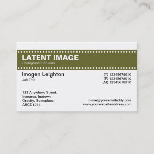 Film Strip Header - Dp Olive Green and White Business Card