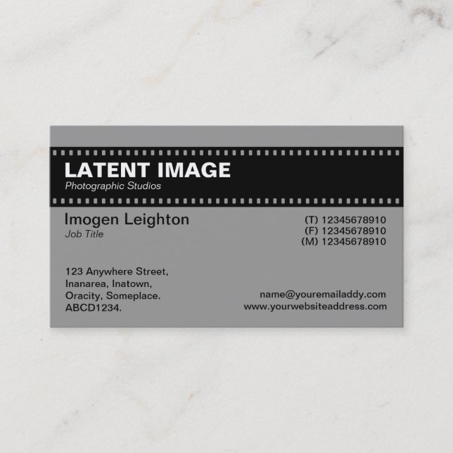 Film Strip Header - Grey Business Card (Front)