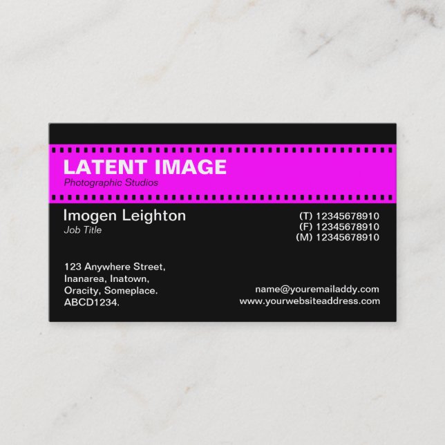 Film Strip Header - Magenta with Black Business Card (Front)