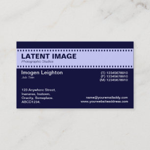 Film Strip Header - Powder Blue with Dk Navy Business Card