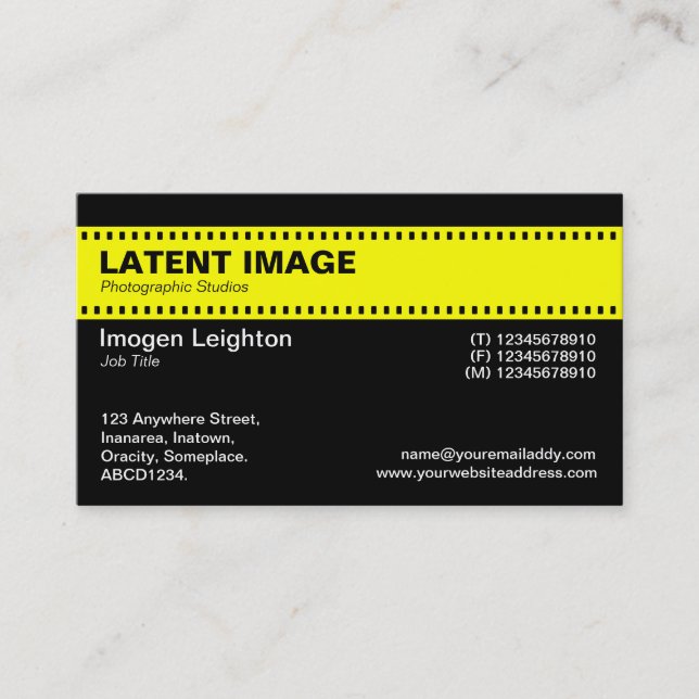 Film Strip Header - Yellow with Black Business Card (Front)