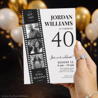 Film Strip Invite, Hollywood Movie Custom Birthday