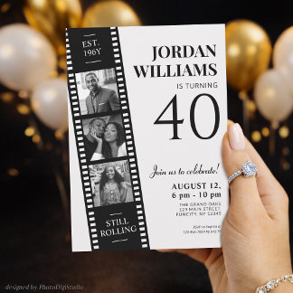 Film Strip Invite, Hollywood Movie Custom Birthday Invitation