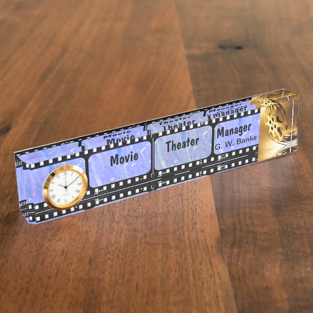 Film Strip Name Plate With Clock (Side)