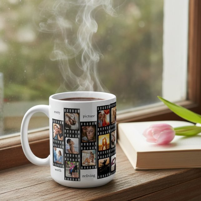 Film Strip Photo Collage Custom 26-Photo Memory Coffee Mug (Creator Uploaded)