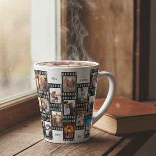 Film Strip Photo Collage Custom 26-Photo Memory Latte Mug