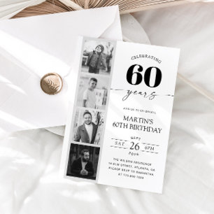 FIlm Strip Photo Minimalist 60th Birthday Invitation