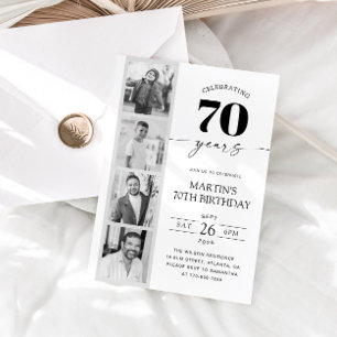 FIlm Strip Photo Minimalist 70th Birthday Invitation