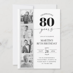 FIlm Strip Photo Minimalist 80th Birthday Invitation