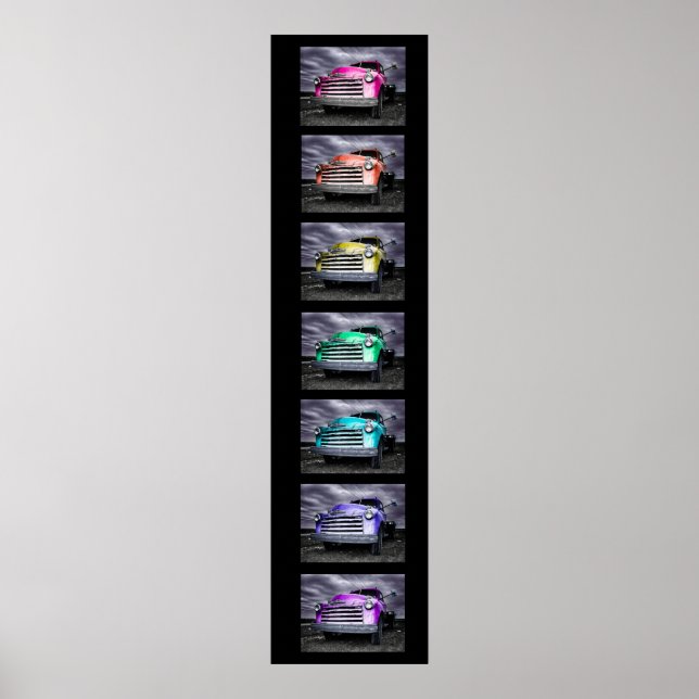 film strip rainbow vintage chevy pickup poster (Front)