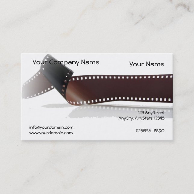 Film Strip with Reflection on White Background Business Card (Front)