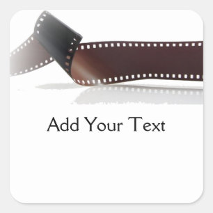 Film Strip with Reflection on White Square Sticker