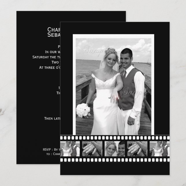 Film Tape Personalised Designer Wedding Invitation (Front/Back)
