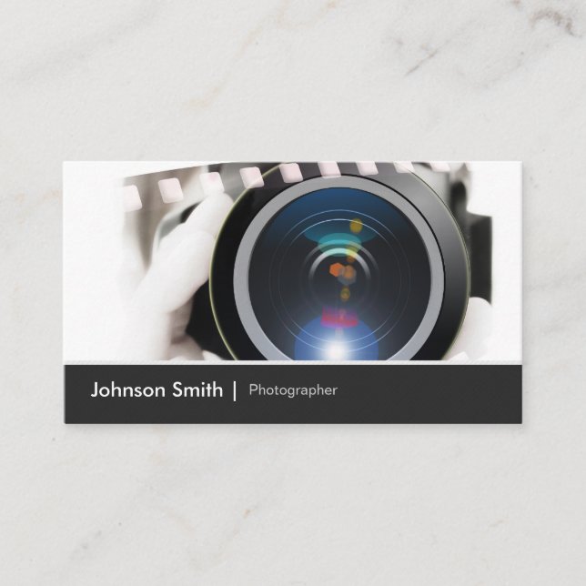Film TV Photographer Cinematographer Camera Lens Business Card (Front)