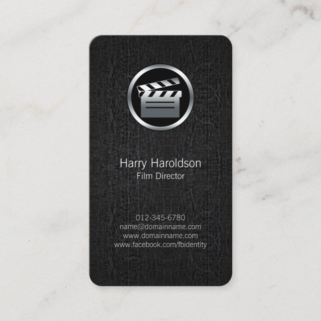 FilmDirector Clapperboard BlackGrunge BusinessCard Business Card (Front)