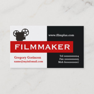 Filmmaker black, white, red eye-catching business card