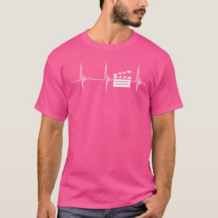 Filmmaker Clapboard Film Producer Heartbeat EKG Pu T-Shirt