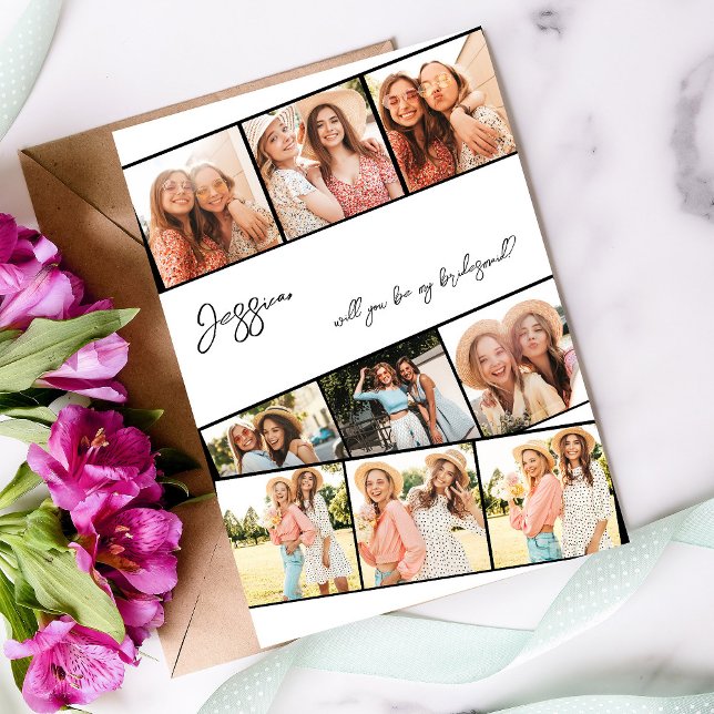 Filmstrip 9 Photo Be Bridesmaid - Party Proposal Invitation (Creator Uploaded)