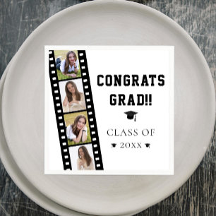 Filmstrip Four Photo Collage Graduation Party Napkin
