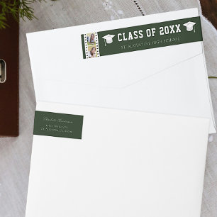 Filmstrip Photo Collage Graduation Address Green Wrap Around Label