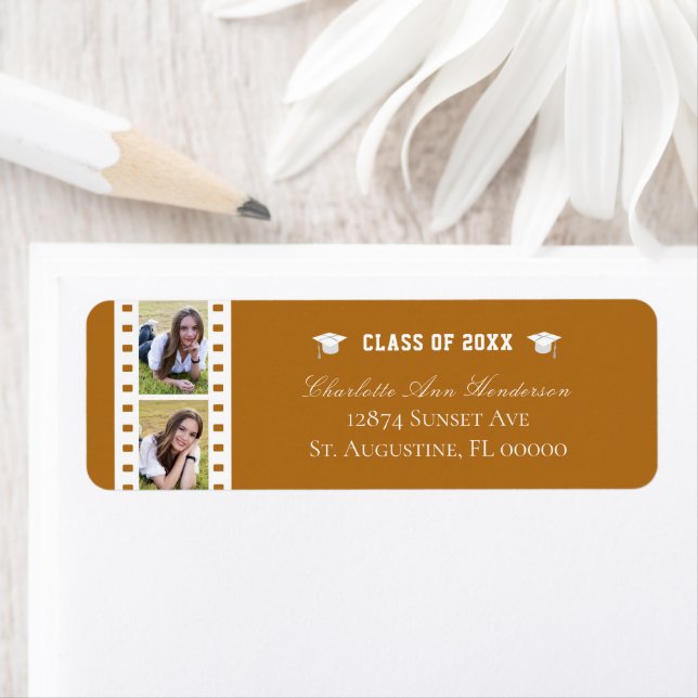 Filmstrip Photo Collage Graduation Orange Address (Insitu)