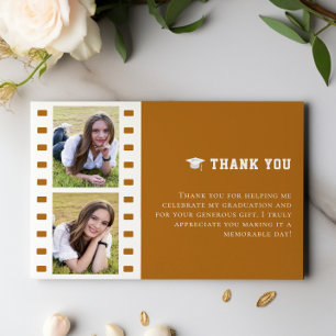 Filmstrip Photo Collage Graduation Orange Thank You Card