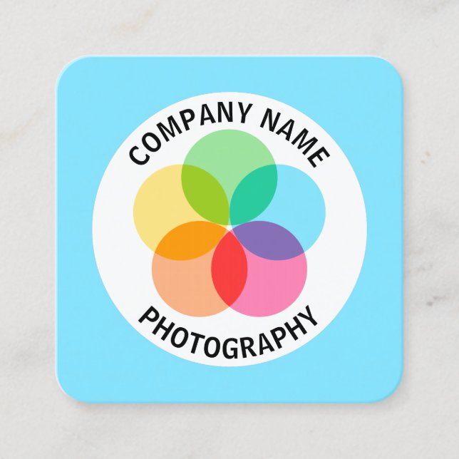 Filter Flower - Pale Blue #7FE6FF Square Business Card (Front)