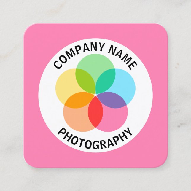 Filter Flower -  Pink #FF7FB2 Square Business Card (Front)