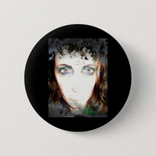 Filtered Photography Portrait Woman Horror Sticker 6 Cm Round Badge