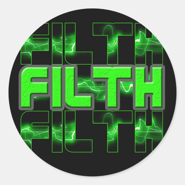 FILTH Music Dubstep Electro Rave Bass DJ FILTH Classic Round Sticker (Front)