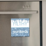 Filthy Sparkling Dripping Blue Glitter Dishwasher Magnet<br><div class="desc">"Filthy" "Sparkling" funny (clean / dirty) square Dripping frozen ice Blue Glitter Dishwasher magnet</div>