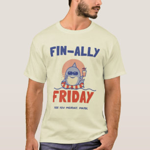 Fin-ally Friday Shark Riso Funny Weekend T-Shirt
