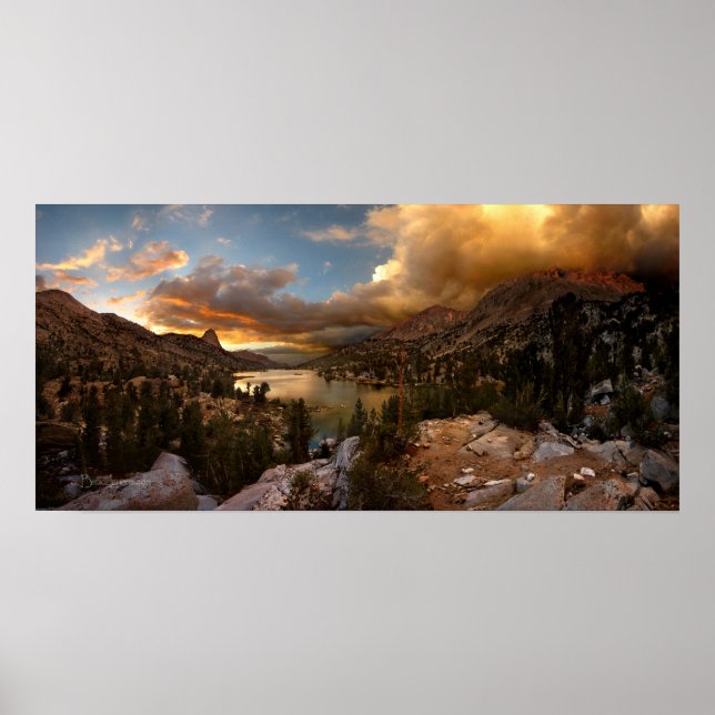 Fin Dome Middle Rae Lake Sunset - John Muir Trail Poster (Front)
