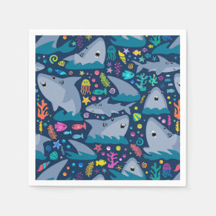 Fin-tastic Shark Birthday Party Kids Under The Sea Napkin