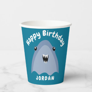 Fin-tastic Shark Birthday Party Kids Under The Sea Paper Cups