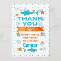 Fin-tastic Shark Birthday Thank You Card