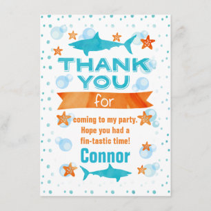 Fin-tastic Shark Birthday Thank You Card