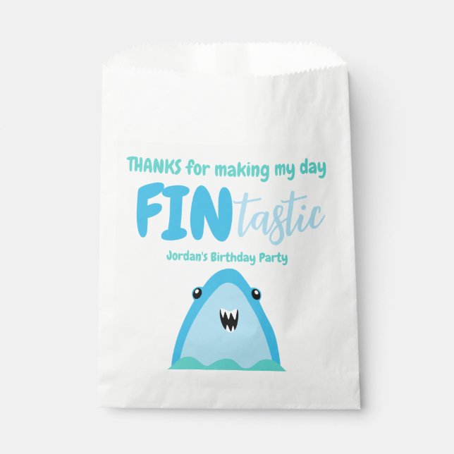 Fin-tastic Shark Thank You Kids Under The Sea Favour Bags (Front)