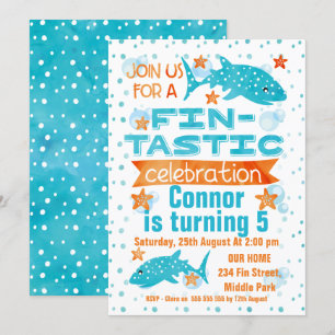 Fin-tastic Whale Shark Birthday Invitation