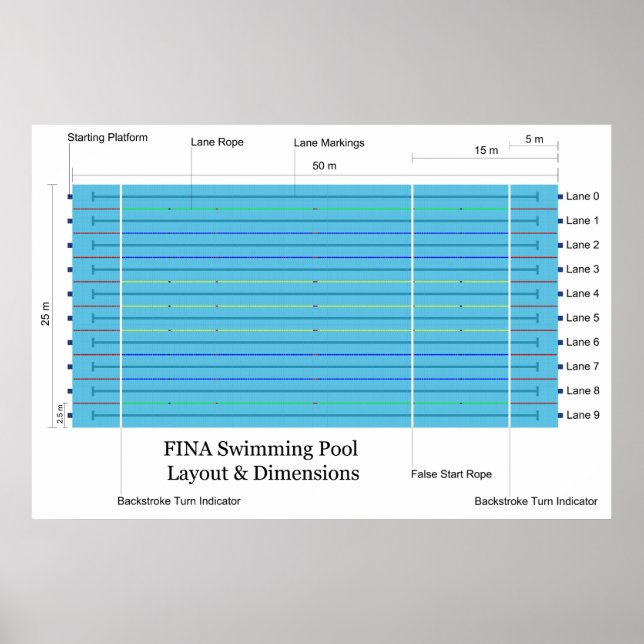 FINA Long Course Swimming Pool Standard Chart (Front)